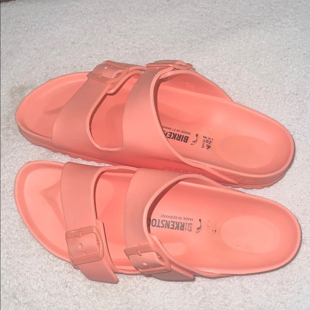 Birkenstock Arizona EVA Coral Pink Double-Strap Sandals - Picture 2 of 4